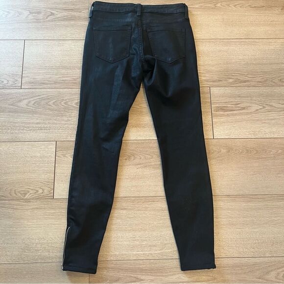 Vineyard Vines Black Coated Denim Zipper Skinny Jeans Size 2 - Picture 6 of 7